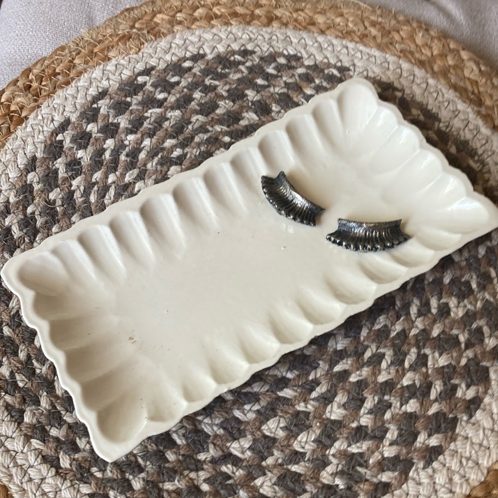 Eyelash jewelry holder  cream colored porcelain.